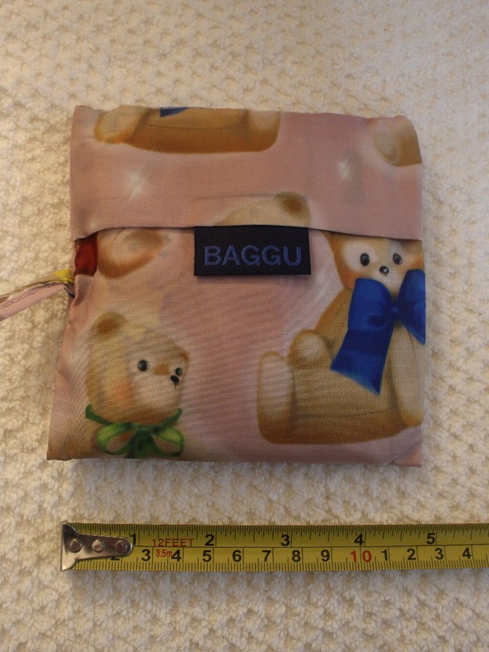 BAGGU Pink Teddy Bear Print Packable Reusable Bag